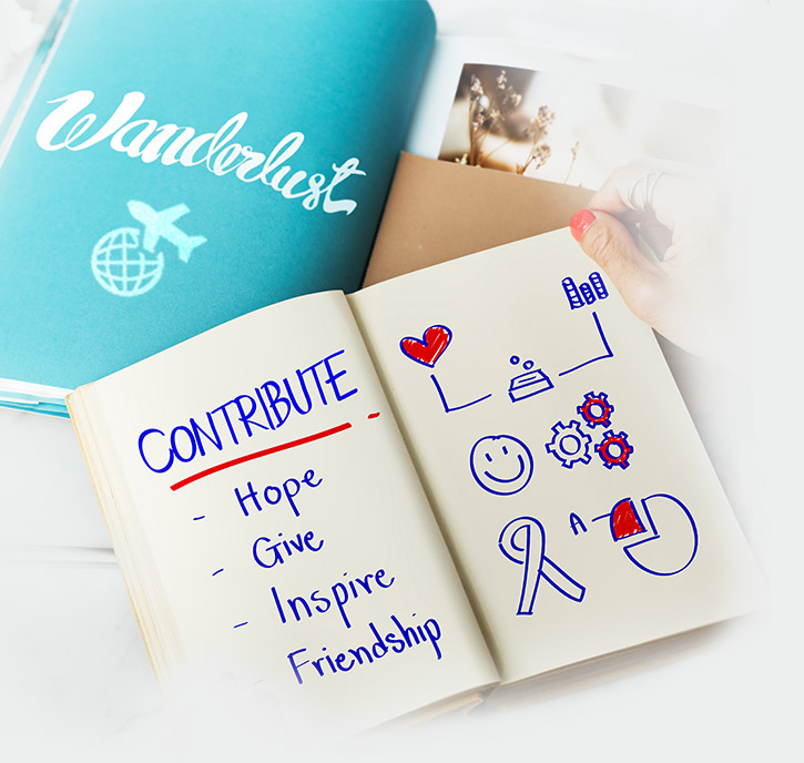 Contribute — hope, give, inspire, friendship
